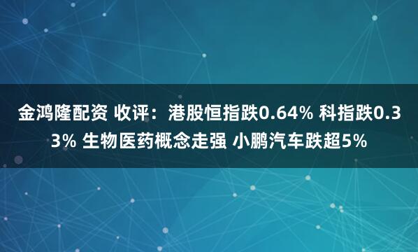 金鸿隆配资 收评：港股恒指跌0.64% 科指跌0.33% 生物医药概念走强 小鹏汽车跌超5%