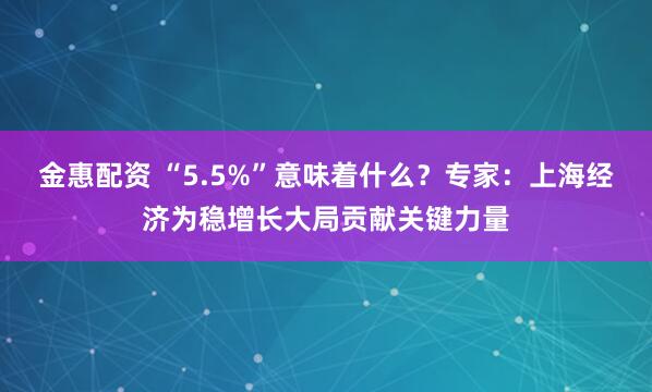 金惠配资 “5.5%”意味着什么?专家:上海经济为稳增长大局贡献关键力量